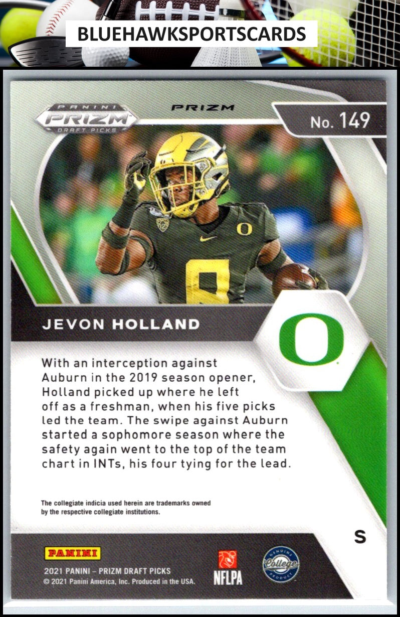 2021 Panini Prizm Draft Picks Collegiate #149 Jevon Holland Green