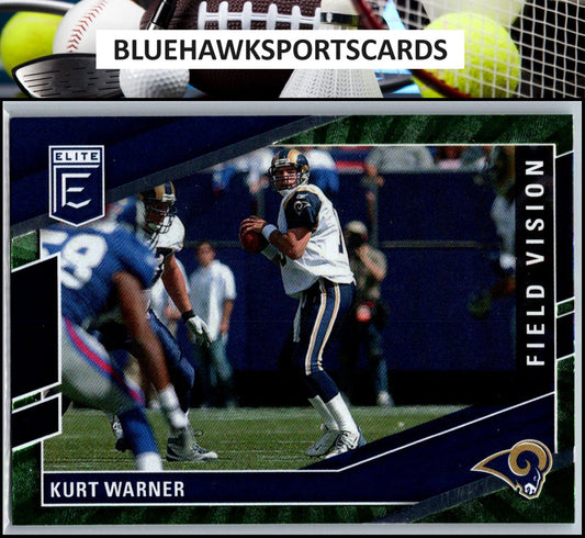 2022 Donruss Elite #FV8 Kurt Warner Field Vision Green