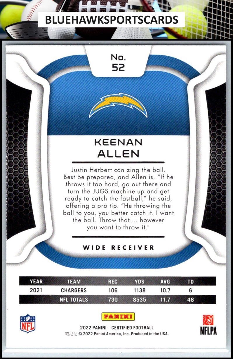 2022 Panini Certified #52 Keenan Allen