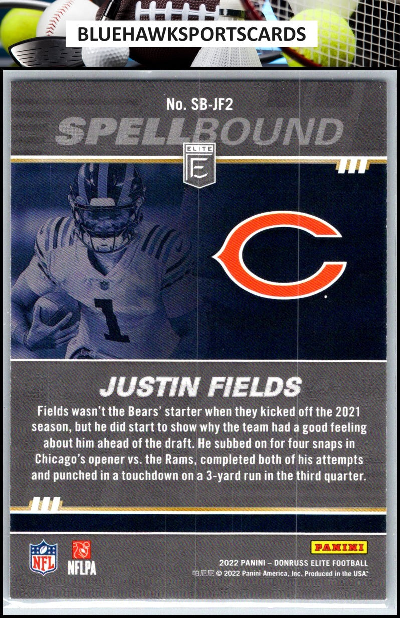 2022 Donruss Elite #SB-JF2 Justin Fields Spellbound Green