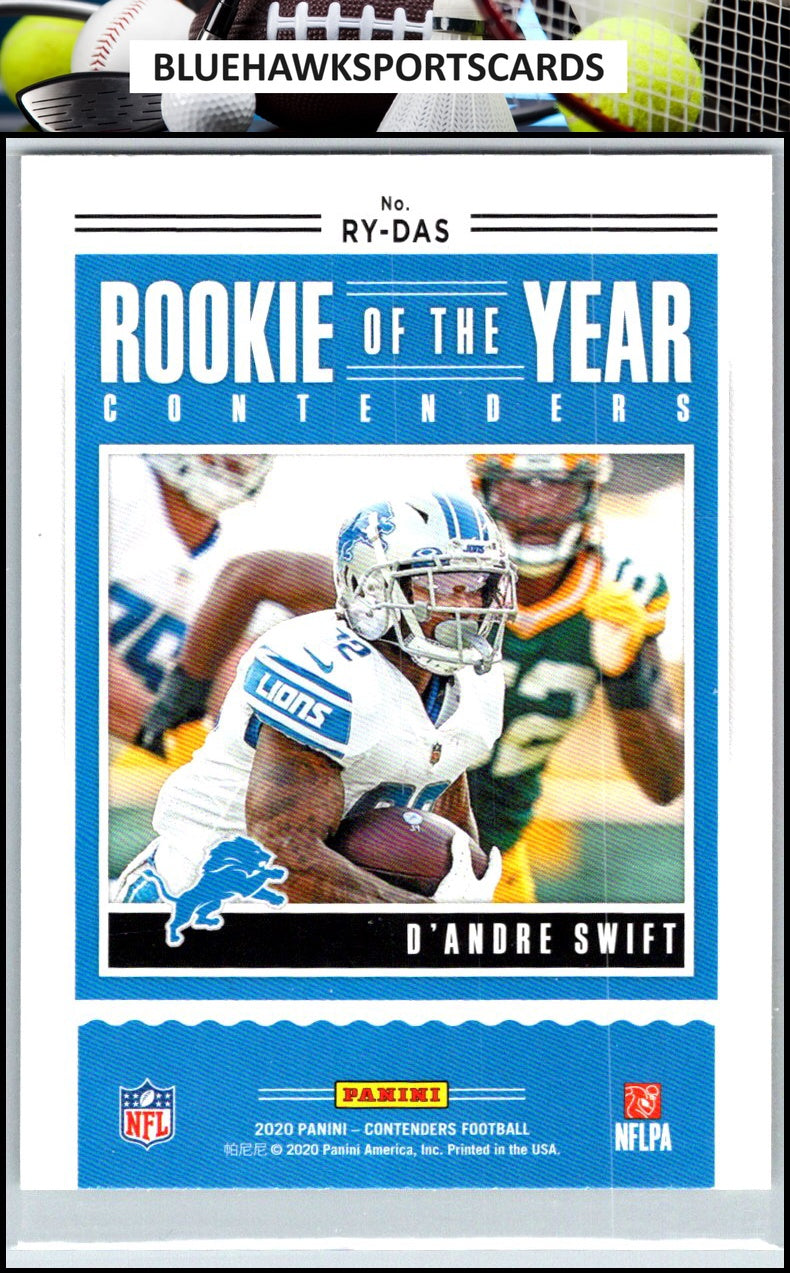 2020 Panini Contenders #RY-DAS D'Andre Swift Rookie of the Year Contenders