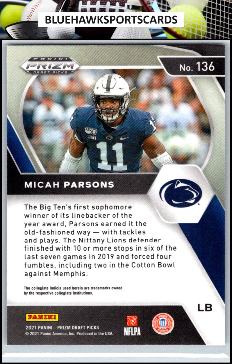 2021 Panini Prizm Draft Picks Collegiate #136 Micah Parsons