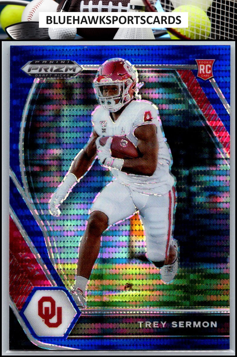 2021 Panini Prizm Draft Picks Collegiate #123 Trey Sermon Red White and Blue