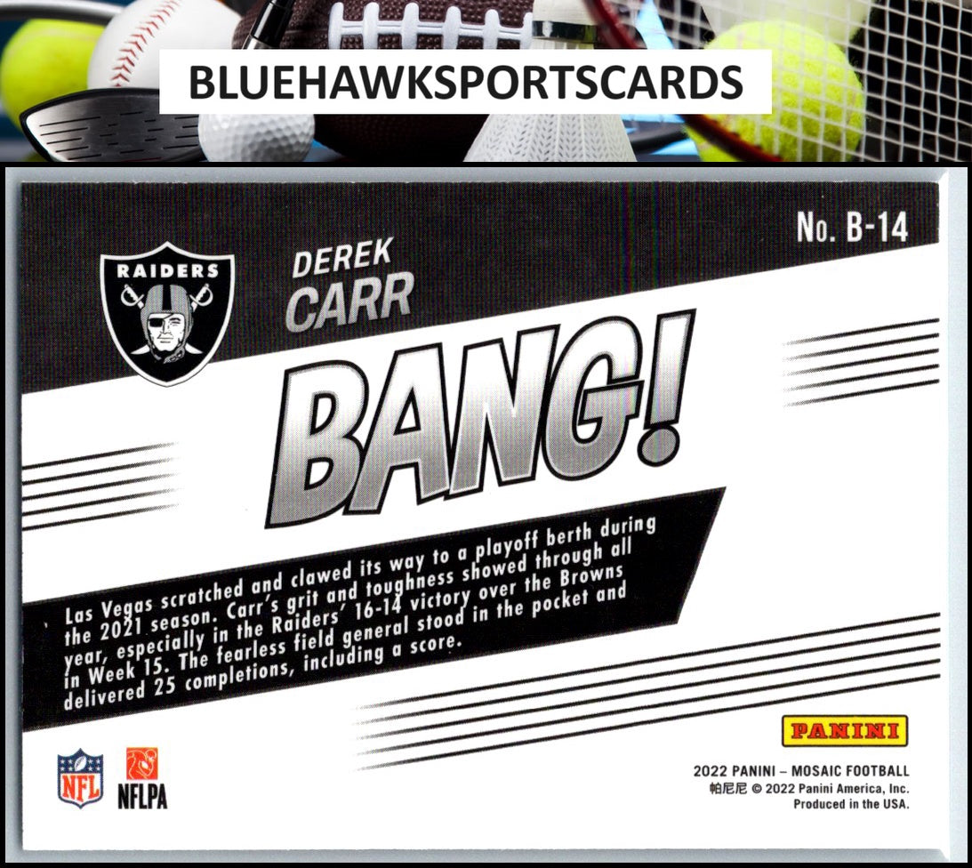2022 Panini Mosaic #B-14 Derek Carr Bang!