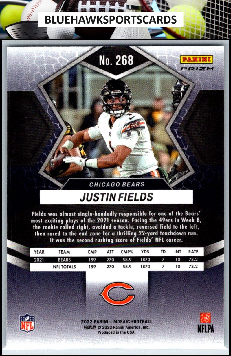 2022 Panini Mosaic #268 Justin Fields Mosaic Green