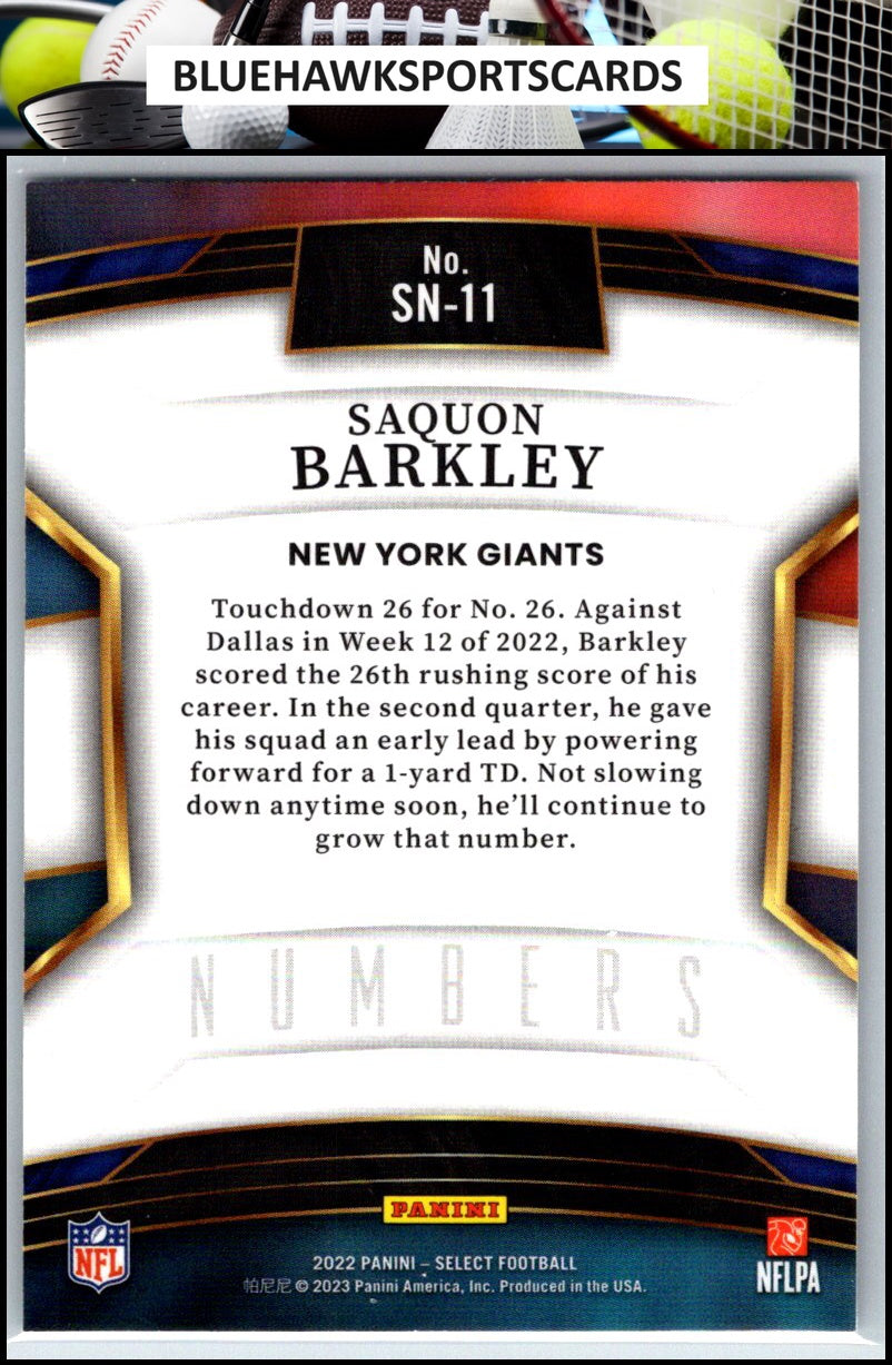 2022 Panini Select #SN-11 Saquon Barkley Select Numbers