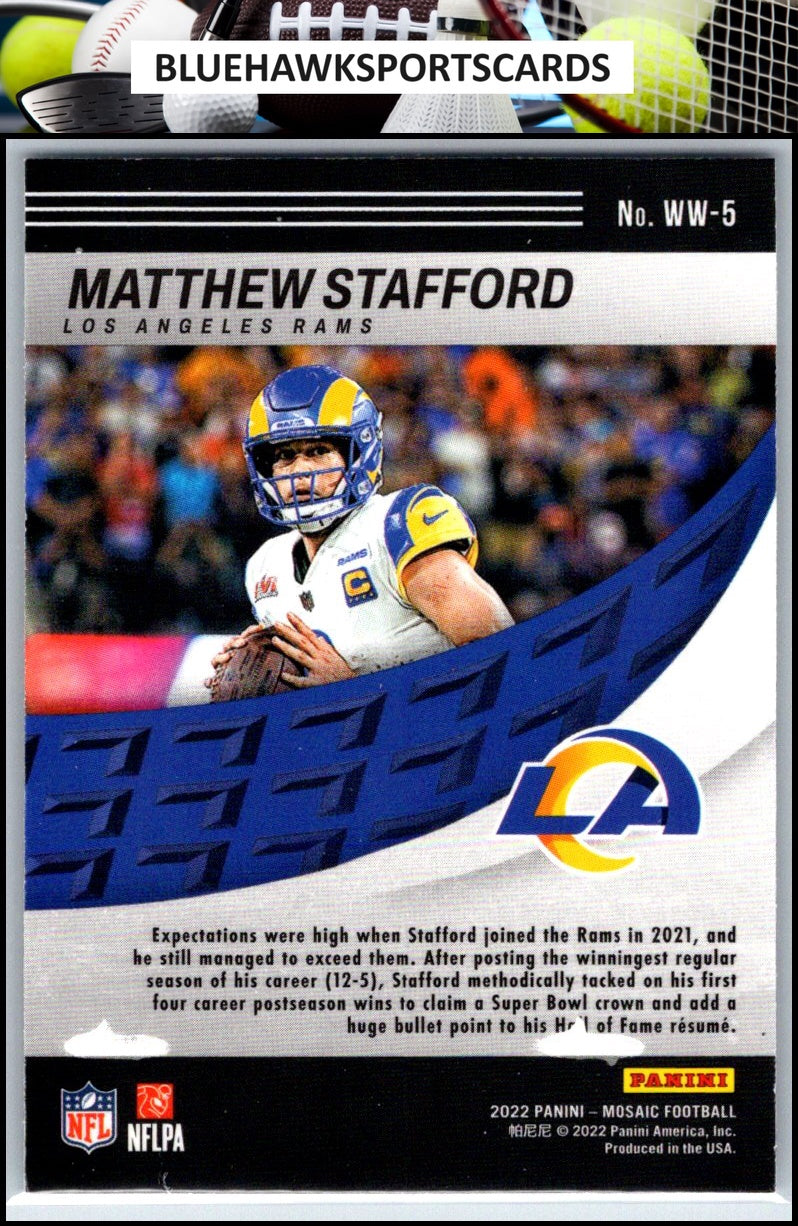 2022 Panini Mosaic #WW-5 Matthew Stafford Will to Win