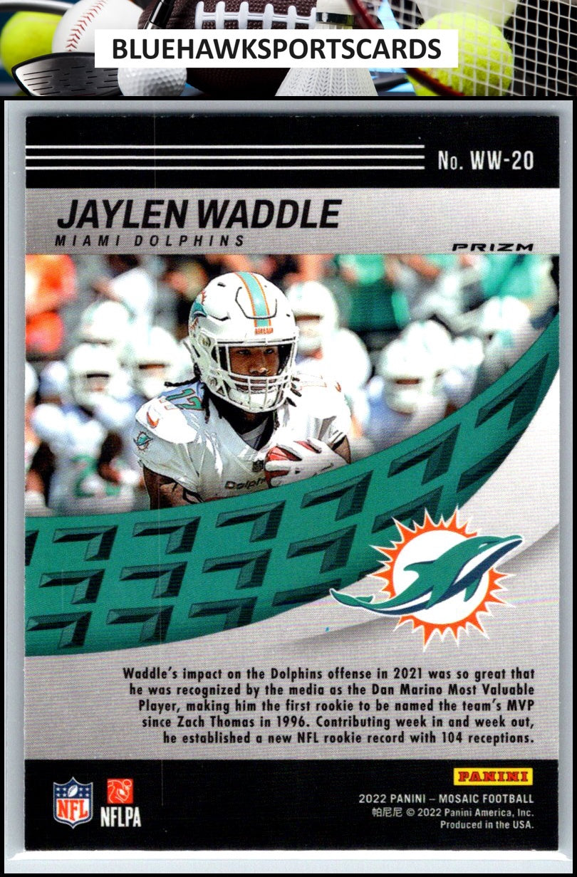 2022 Panini Mosaic #WW-20 Jaylen Waddle Will to Win Mosaic Green