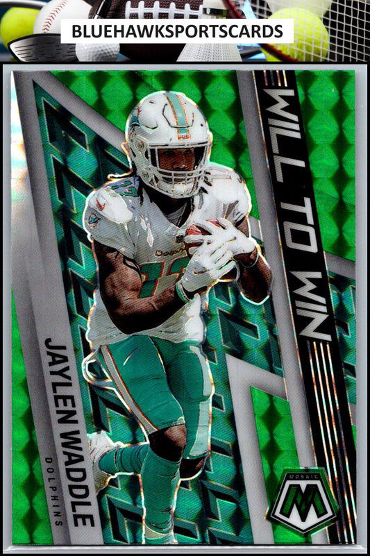 2022 Panini Mosaic #WW-20 Jaylen Waddle Will to Win Mosaic Green