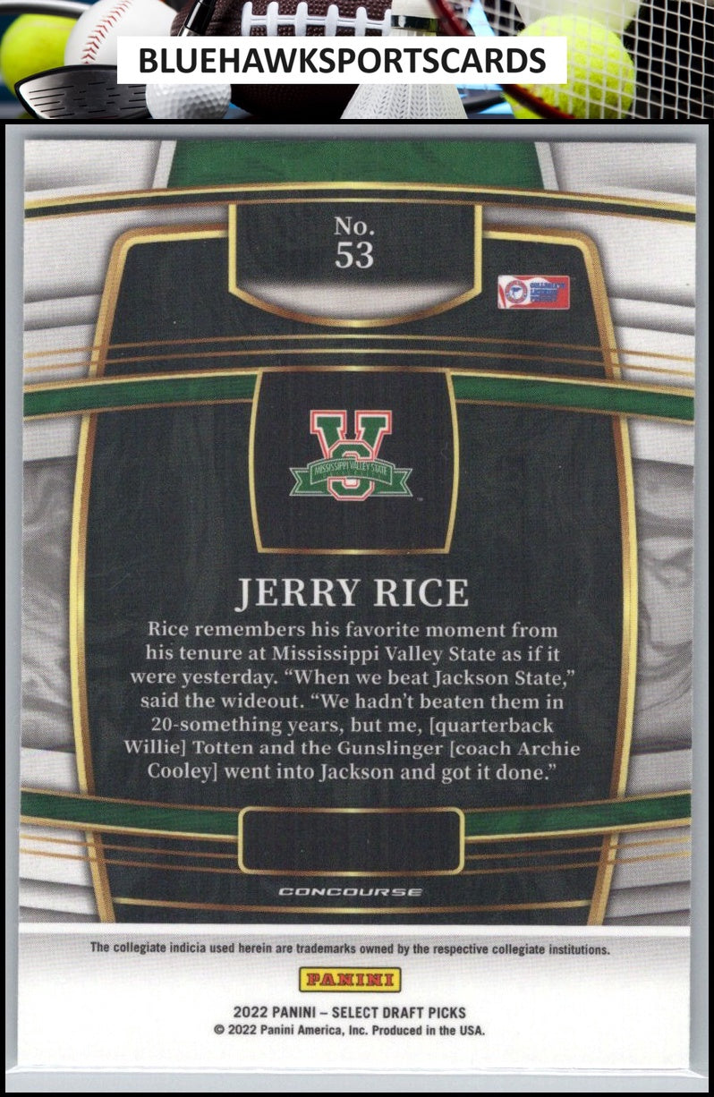 2022 Panini Select Draft Picks #53 Jerry Rice Blue (Retail Base)