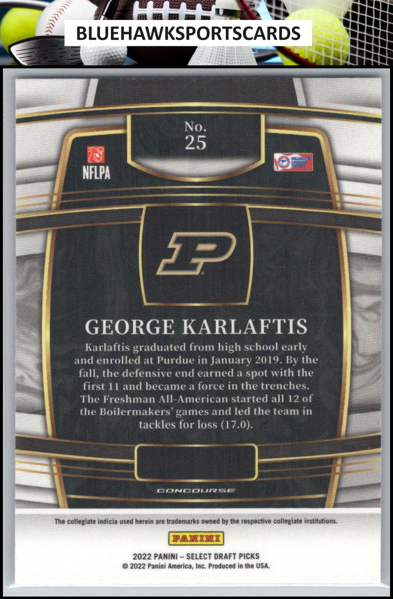 2022 Panini Select Draft Picks #25 George Karlaftis Blue (Retail Base)