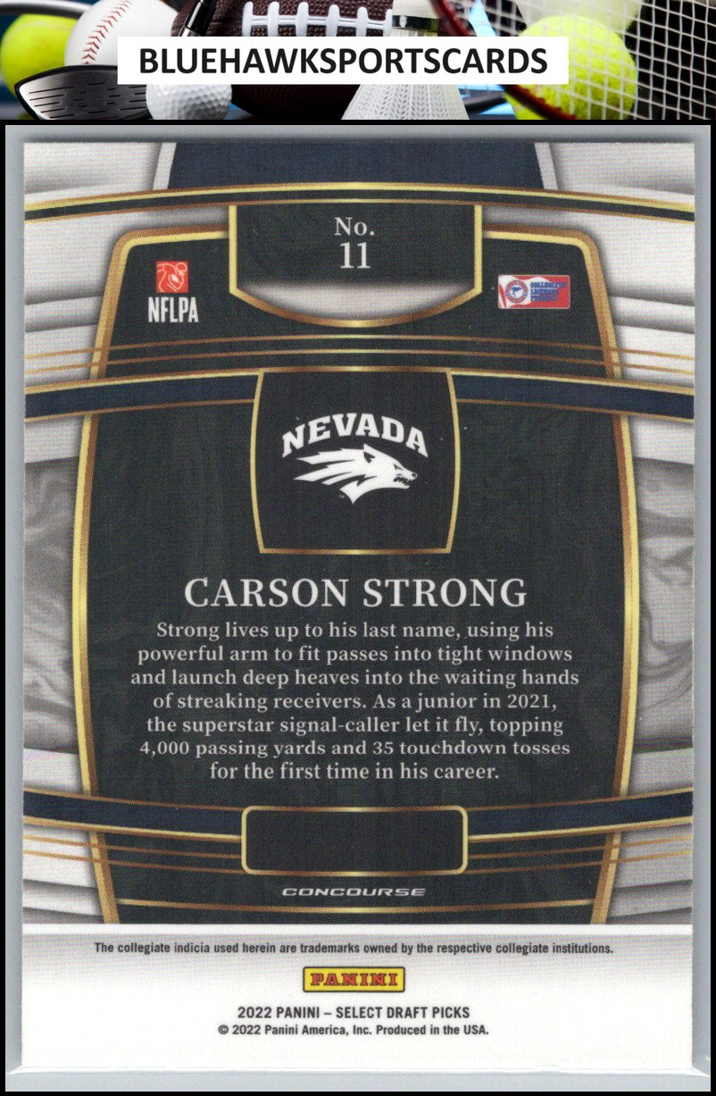 2022 Panini Select Draft Picks #11 Carson Strong Blue (Retail Base)