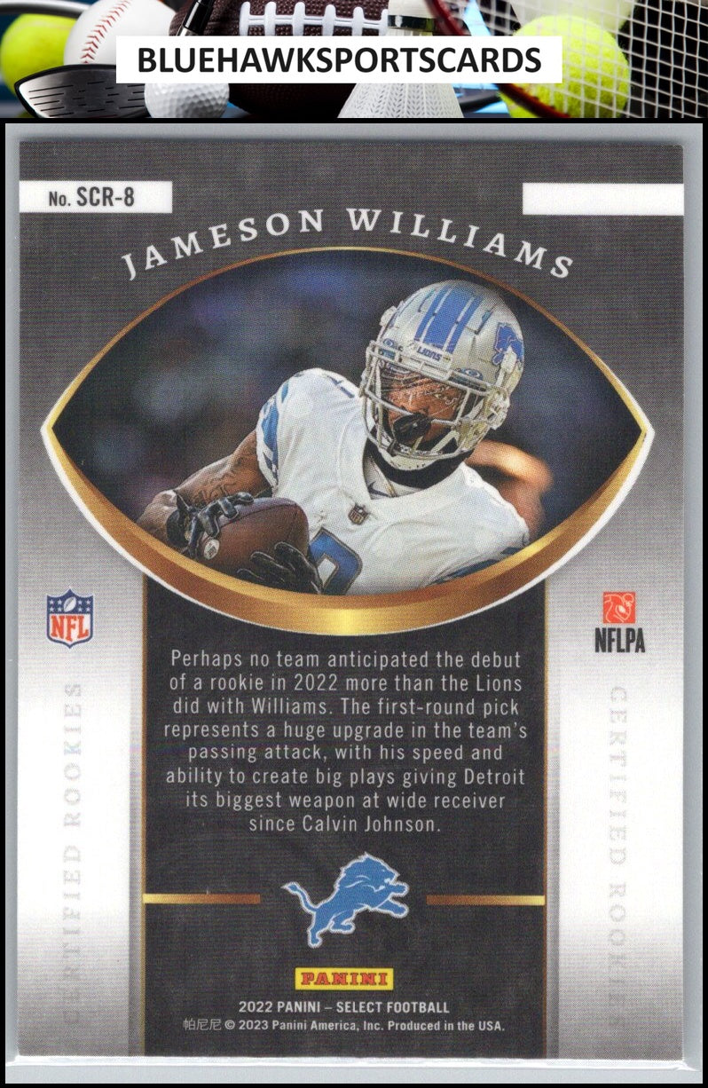 2022 Panini Select #SCR-8 Jameson Williams Select Certified Rookies