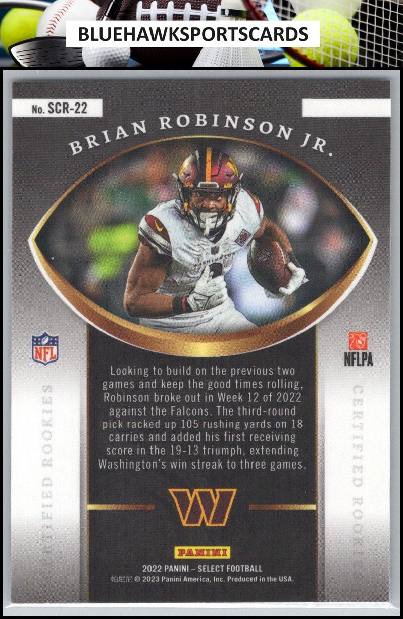 2022 Panini Select #SCR-22 Brian Robinson Jr. Select Certified Rookies