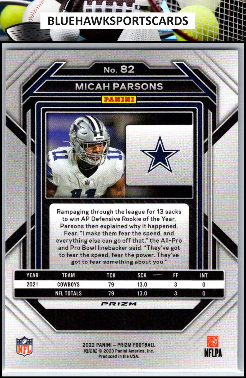 2022 Panini Prizm #82 Micah Parsons Red White and Blue
