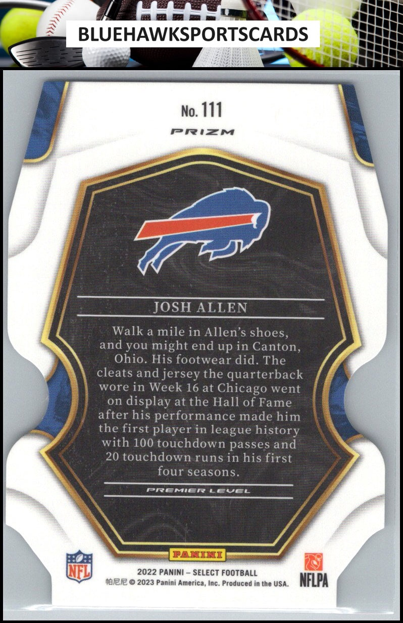 2022 Panini Select #111 Josh Allen Black and Green Prizm Die Cut