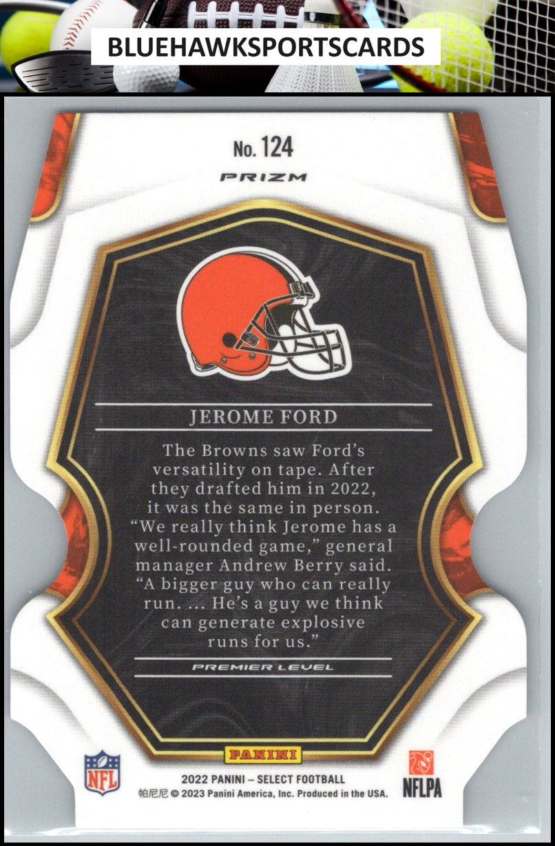 2022 Panini Select #124 Jerome Ford Black and Green Prizm Die Cut
