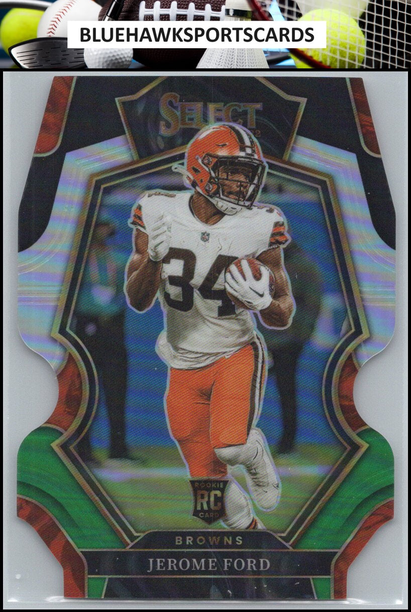 2022 Panini Select #124 Jerome Ford Black and Green Prizm Die Cut