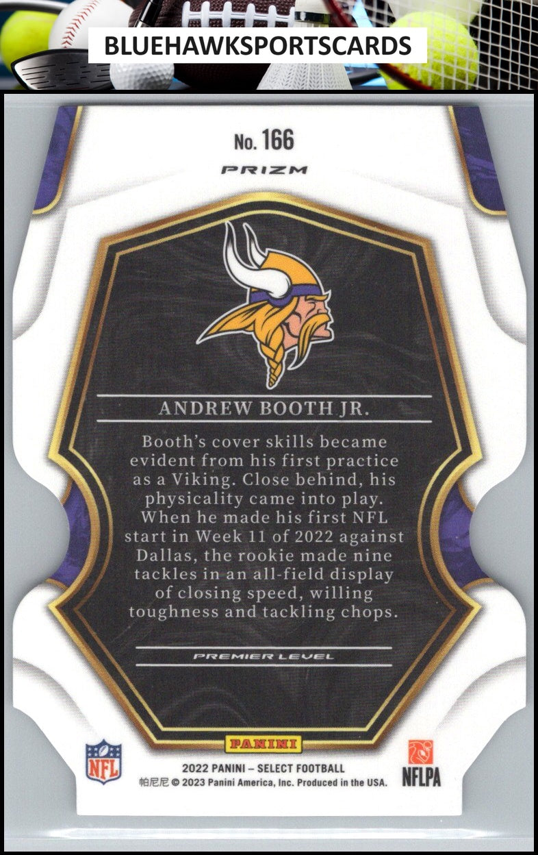 2022 Panini Select #166 Andrew Booth Jr. Black and Green Prizm Die Cut