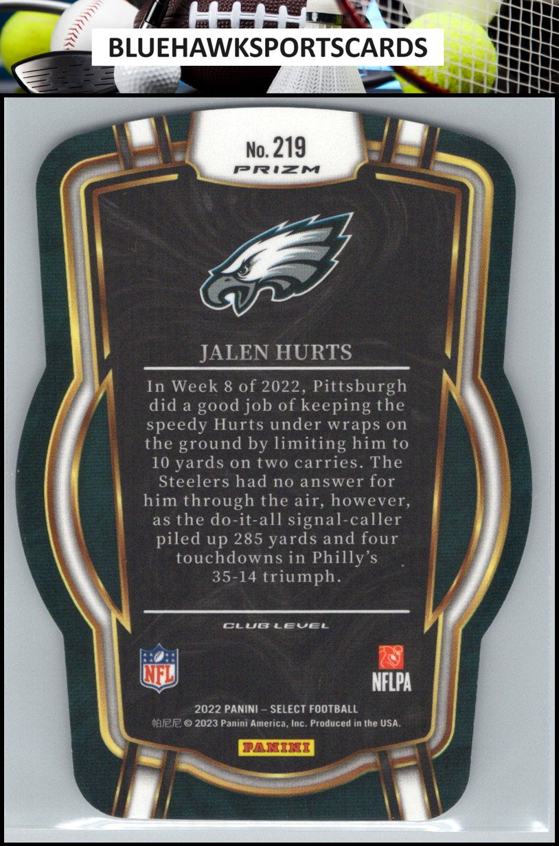 2022 Panini Select #219 Jalen Hurts Silver Prizm Die Cut
