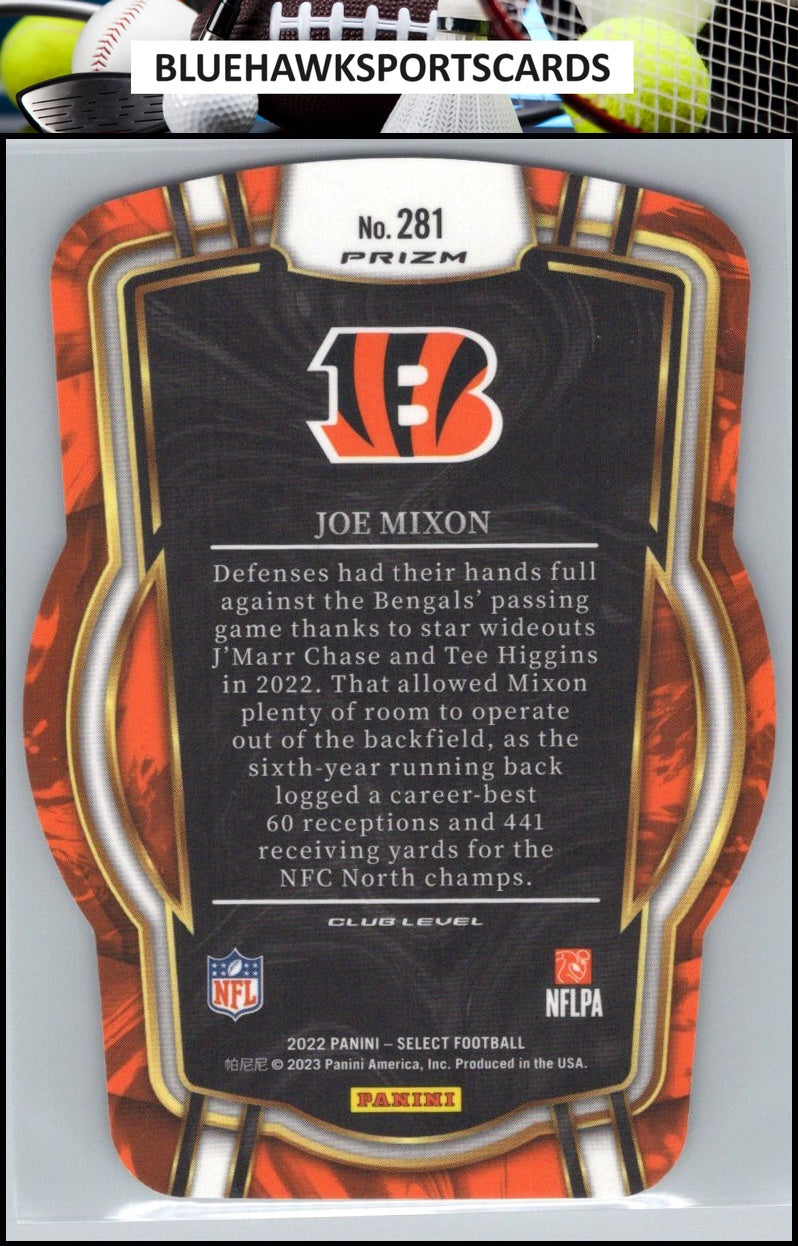 2022 Panini Select #281 Joe Mixon Black and Green Prizm Die Cut