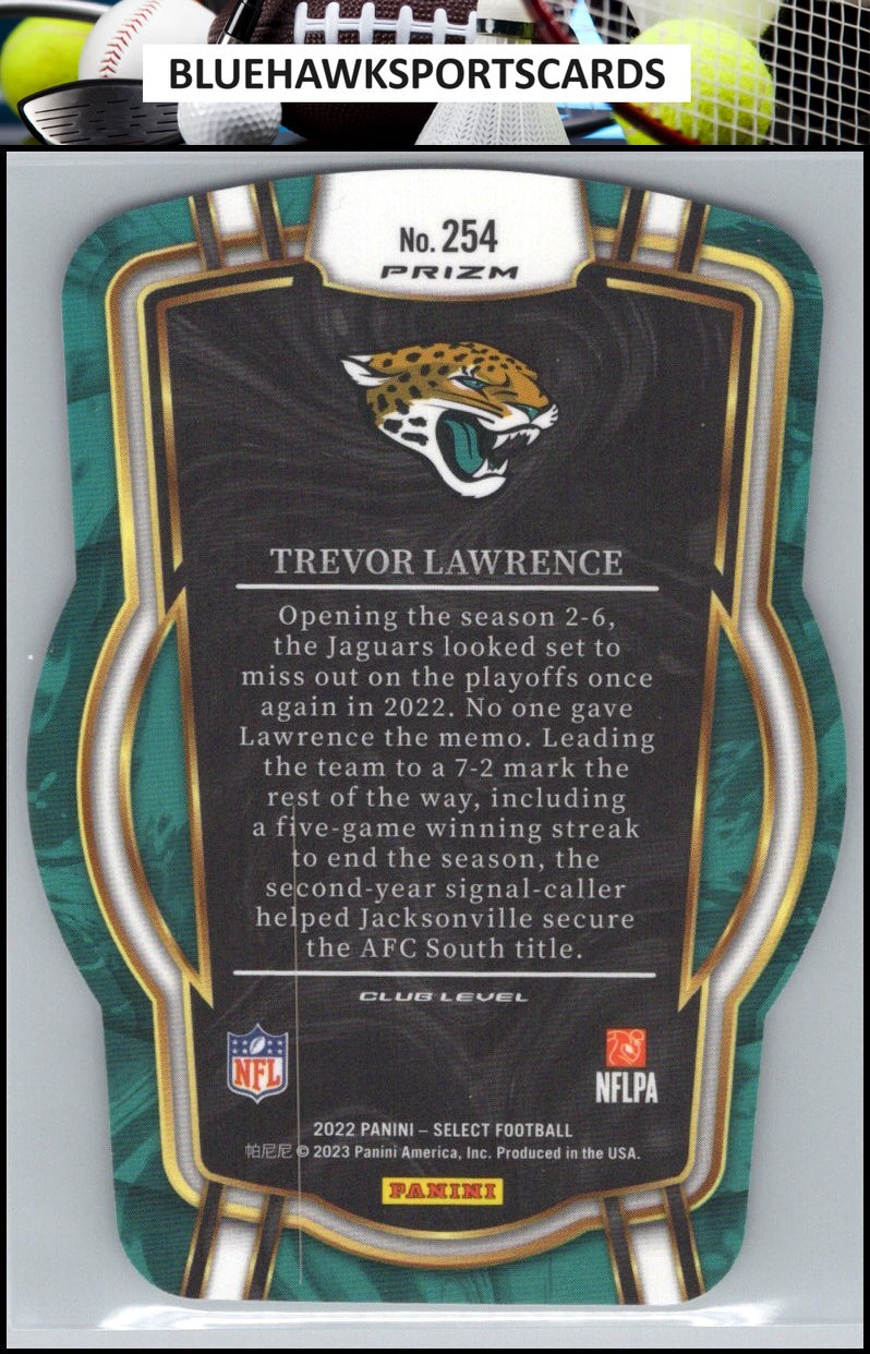 2022 Panini Select #254 Trevor Lawrence Black and Green Prizm Die Cut