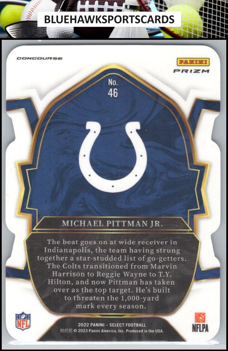 2022 Panini Select #46 Michael Pittman Jr. Green and Yellow Prizm Die Cut