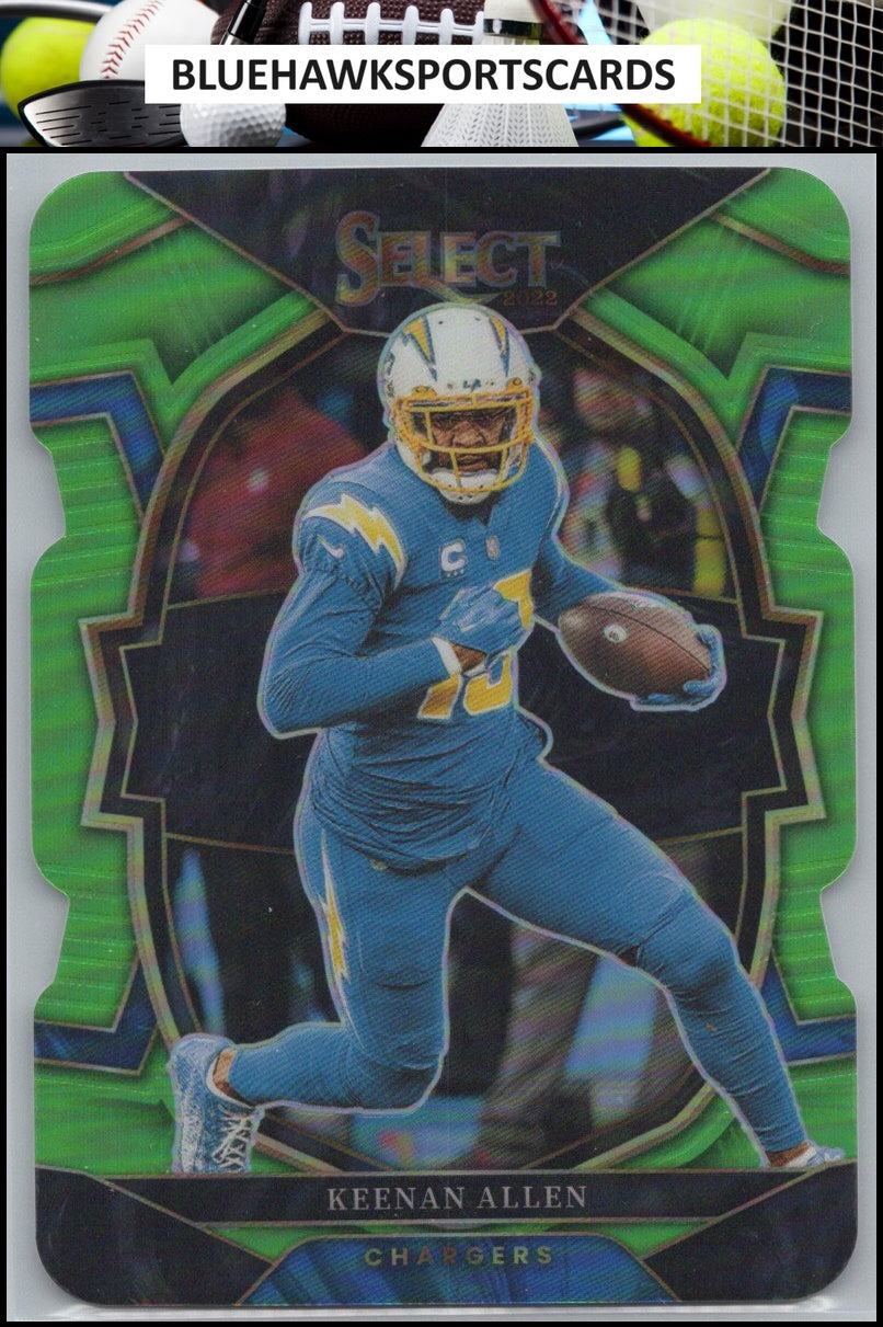 2022 Panini Select #15 Keenan Allen Neon Green Prizm Die Cut #/299