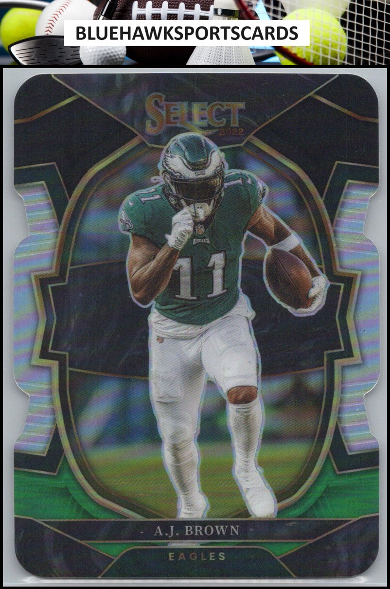 2022 Panini Select #81 A.J. Brown Black and Green Prizm Die Cut