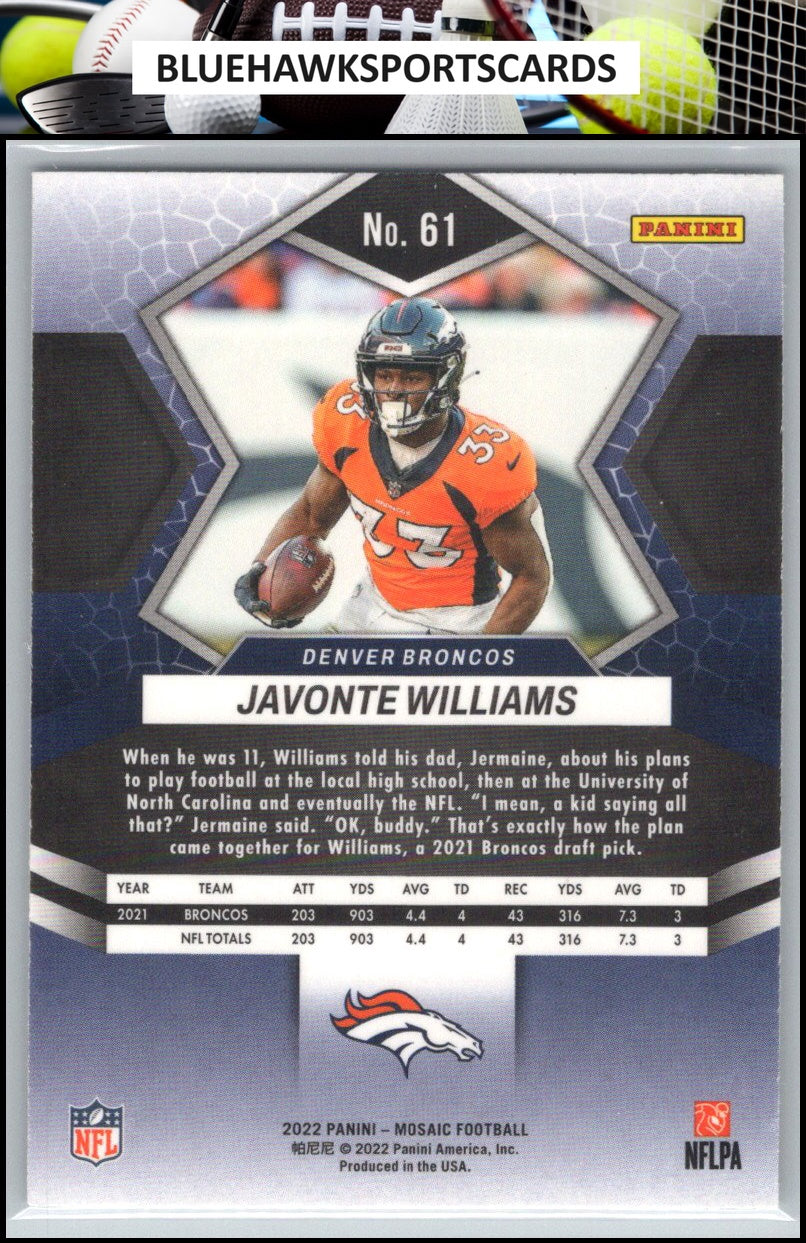 2022 Panini Mosaic #61 Javonte Williams