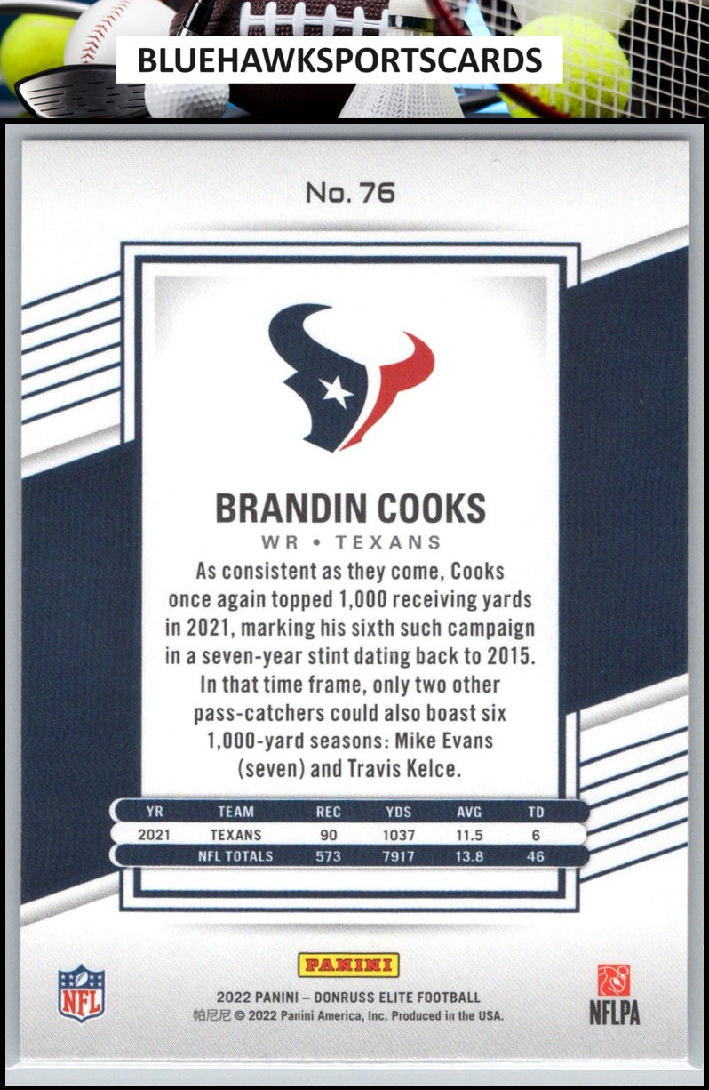 2022 Donruss Elite #76 Brandin Cooks