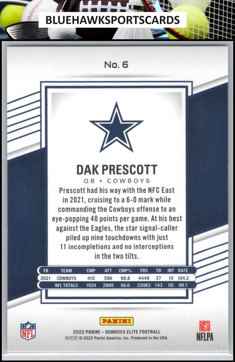 2022 Donruss Elite #6 Dak Prescott