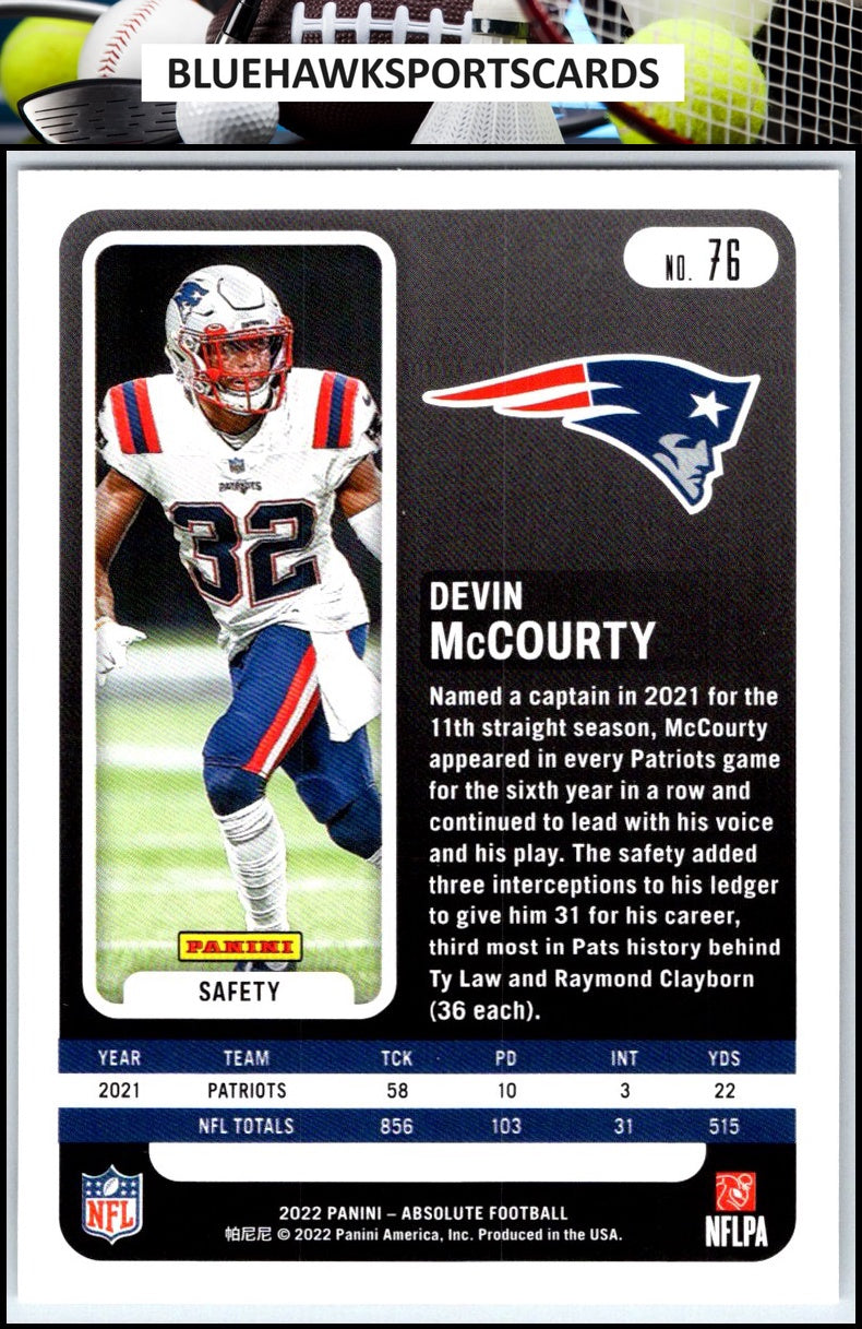 2022 Panini Absolute #76 Devin McCourty Retail