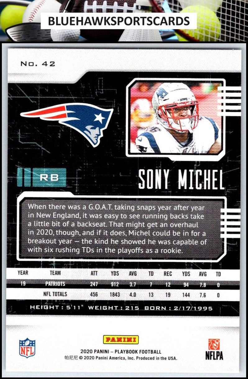 2020 Panini Playbook #42 Sony Michel