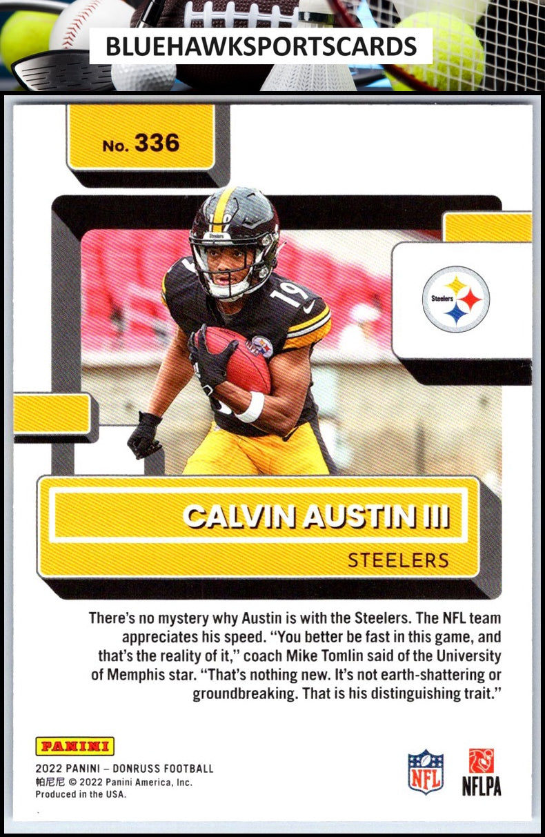 2022 Donruss #336 Calvin Austin III Blue Press Proof