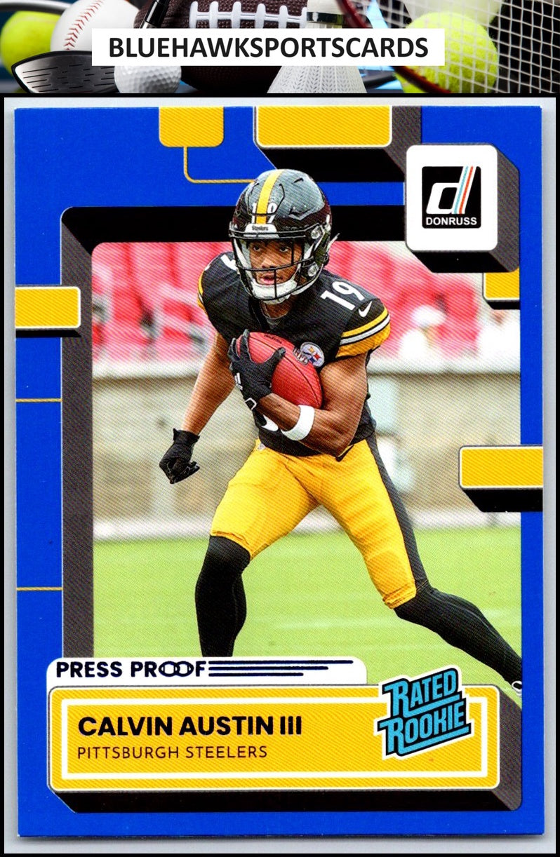 2022 Donruss #336 Calvin Austin III Blue Press Proof