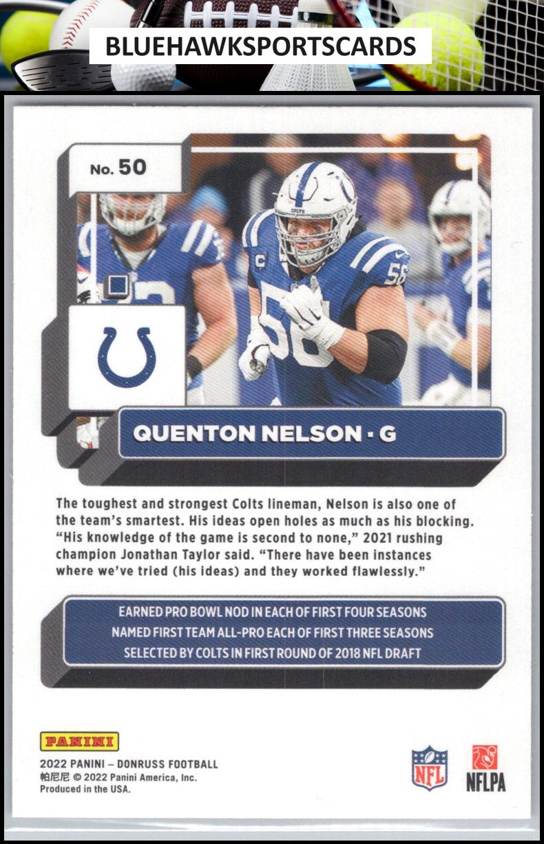 2022 Donruss #50 Quenton Nelson Red Press Proof